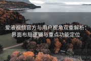 爱液视频官方与用户视角双重解析：界面布局逻辑与重点功能定位