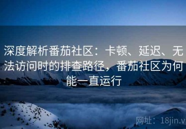 深度解析番茄社区：卡顿、延迟、无法访问时的排查路径，番茄社区为何能一直运行