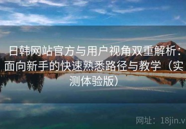 日韩网站官方与用户视角双重解析：面向新手的快速熟悉路径与教学（实测体验版）
