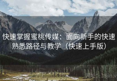 快速掌握蜜桃传媒：面向新手的快速熟悉路径与教学（快速上手版）