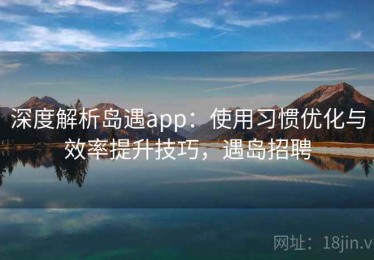 深度解析岛遇app：使用习惯优化与效率提升技巧，遇岛招聘