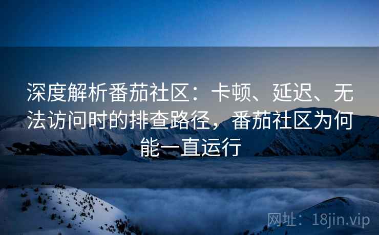 深度解析番茄社区:卡顿、延迟、无法访问时的排查路径,番茄社区为何能一直运行 深度解析番茄社区:卡顿、延迟、无法访问时的排查路径,番茄社区为何能一直运行